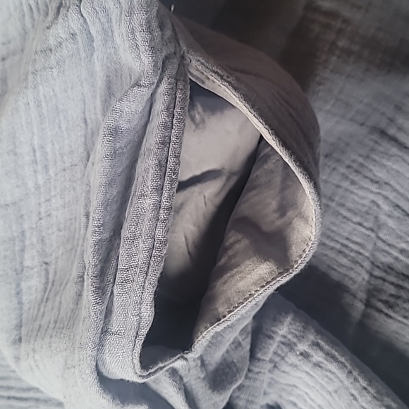 Hem & Thread Gauze Wide-Leg Pants, Size L, Light Blue, Soft, 100% Cotton - Picture 6 of 8